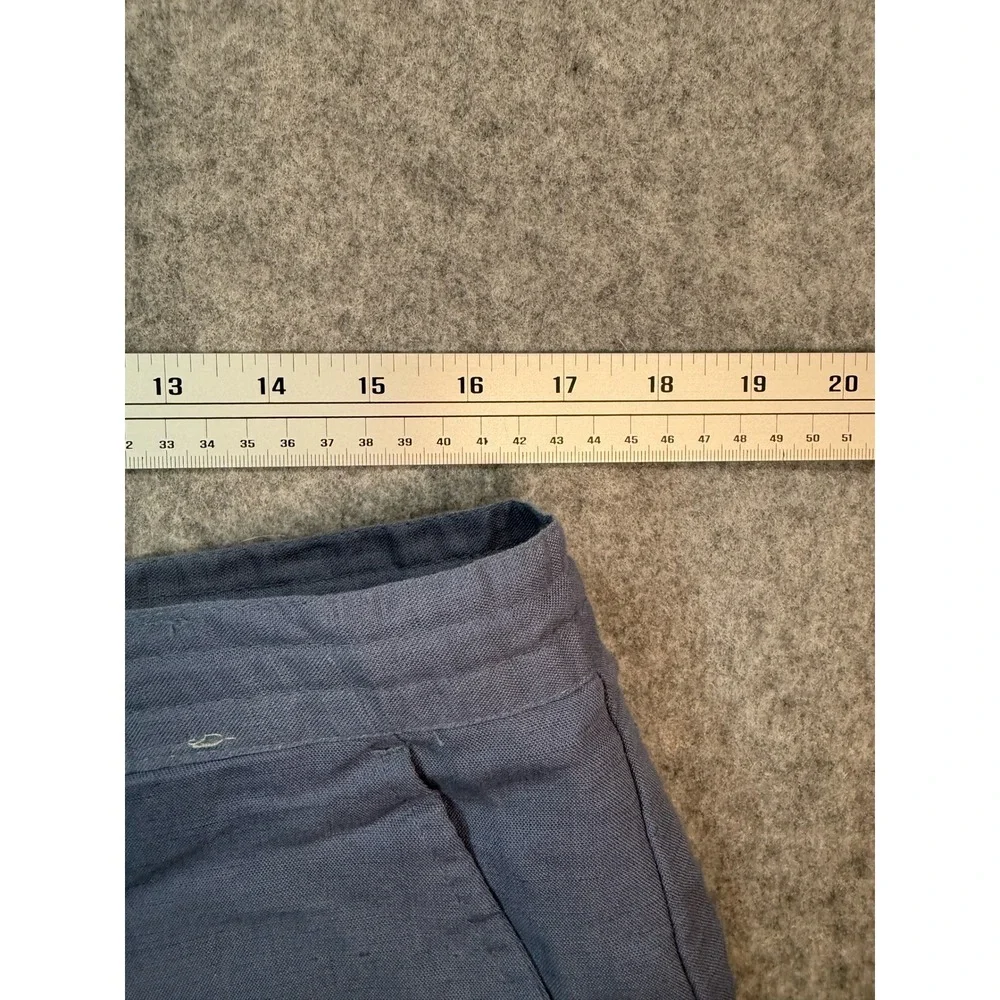Line Uomo Mens Blue Grey Linen Viscose Drawstring Straight Leg Pants W36 L32